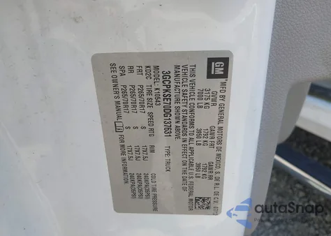 2013 Chevrolet Silverado 1500 Lt z USA, uszkodzony, nr VIN 3GCPKSE70DG137631